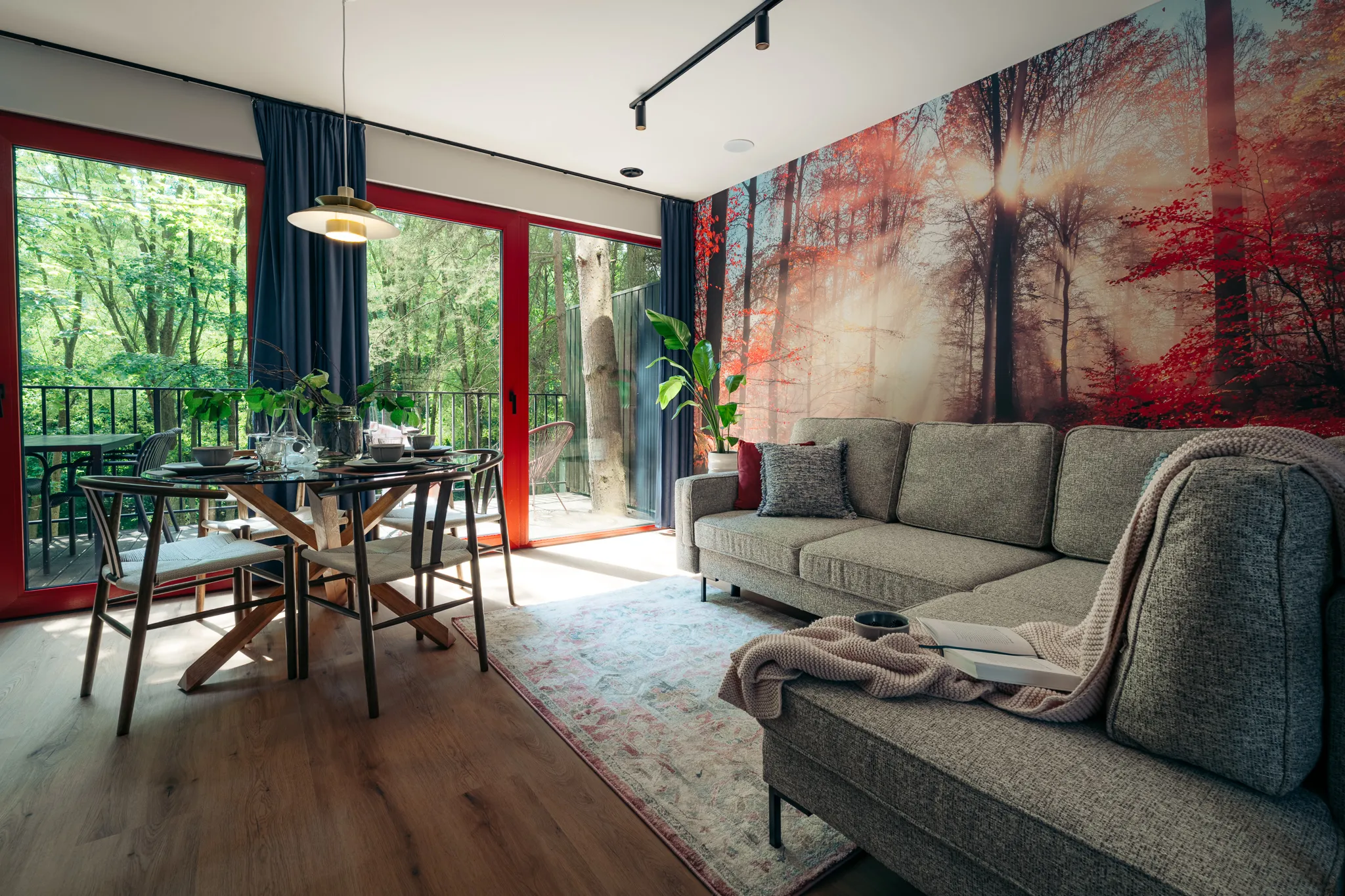 Salon z rozkładaną sofą — domek Røda, Strøme Sulistrowiczki